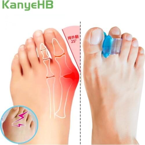 2pcs Blue Silicone Gel Toe Separator Hallux Valgus Bunion Spacers Overlapping Toes Thumb Protector Corrector Foot Care Tool H075