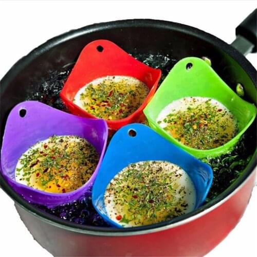 4pc Egg Poachers Silicone Egg Cooker Kitchen Tools Pancake Cookware Bakeware Steam Eggs Plate Tray Healthy Egg Pancake