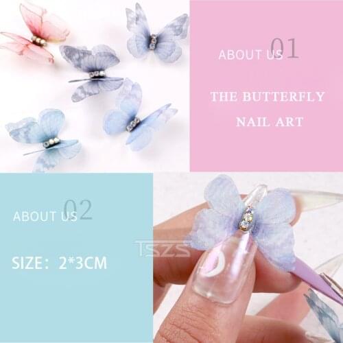 5PCS/LOT 3D Nail Jewelry Cloth Decoration Fabric Simulation Butterfly Charm 3D Nail Art Decorations Jewelry Accessories