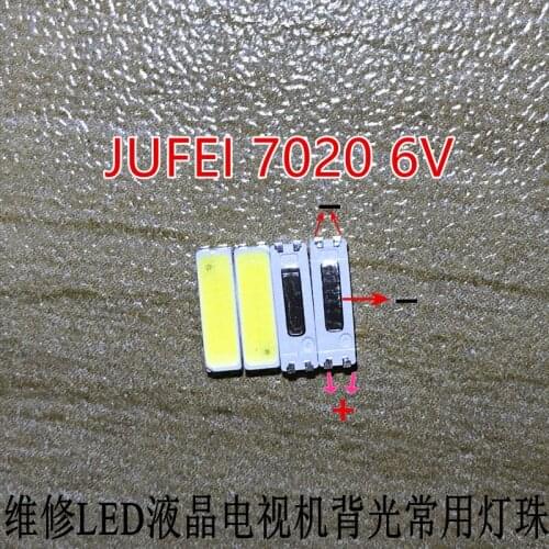 500pcs Original JUFEI LED 7020 light-emitting Light Beads High Power1W 6V 90LM Cool white For LED LCD TV Backlight new