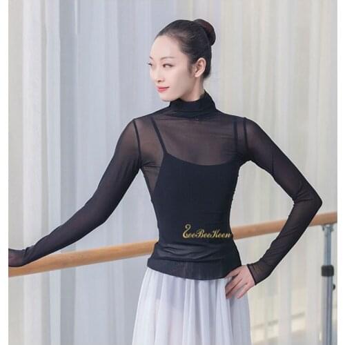 Adult Ballet Leotards Ballerina High collar Gauze Tops Bodysuit Classical Dance Yoga Sport Costume Gymnastics Leotards For Women