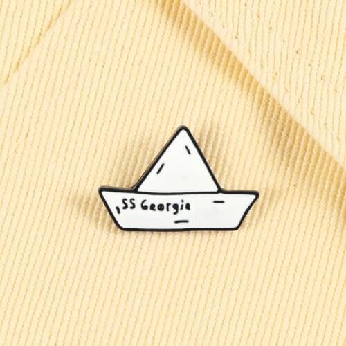 White Paper Boat Brooch SS Georgie Enamel Pins Backpack Metal Lapel Badges Pin Cartoon Custom Brooches Cute Kids Gifts Jewelry