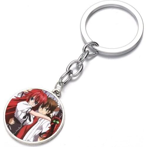 Anime High School DxD Keychain 3 color Glass Dome Key Chain Bag Charm Pendant Key ring Holder Kids boys girl Pendant