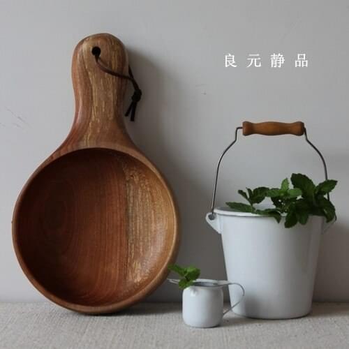 Japanese style nature logs handmade wooden handles soup bowl Northern Europe big wood scoop salad plate tableware water ladle