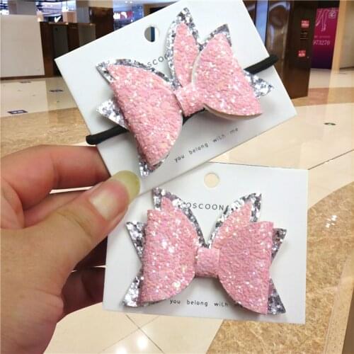 1PCS Lovely Mouse Sequin Girls Elastic Hair Bands Bows Child Hair Knot Hairpin Creativity Hair Accessories Clip For Kids NEW