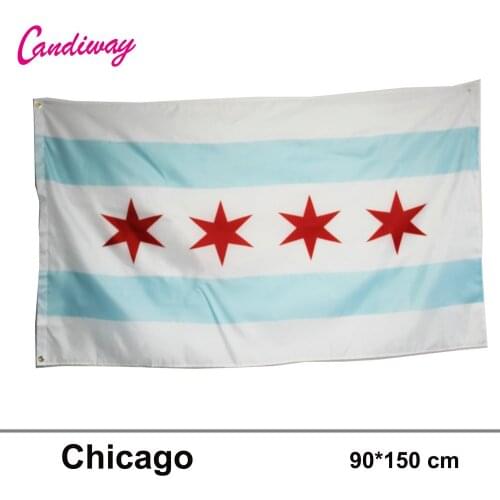 90X 150 CM city of chicago Polyester Flags Home Decoration banner united states of amercian Illinois Flag Flying Flag