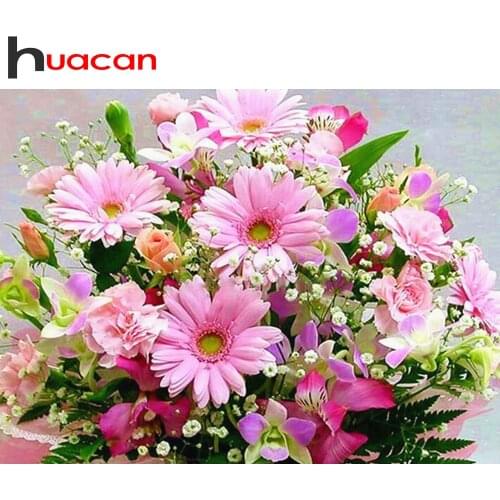 Huacan DIY Diamond Painting 5d Flower Full Square&Round Diamond Embroidery Decoration Home Art Kit