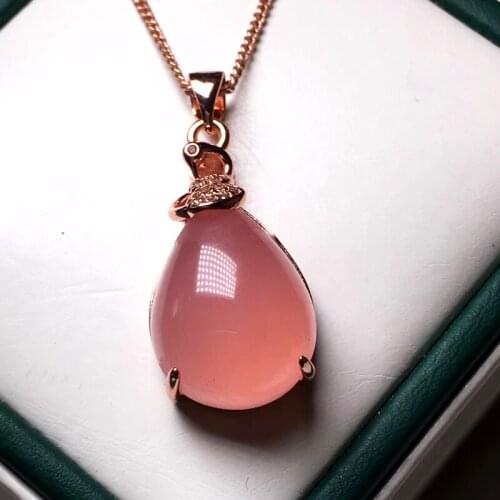 Jadery Charm Women Choker Necklace Rose Gold 925 Sterling Silver Natural Green Water Drop Jade Pendants Necklaces Fine Jewelry