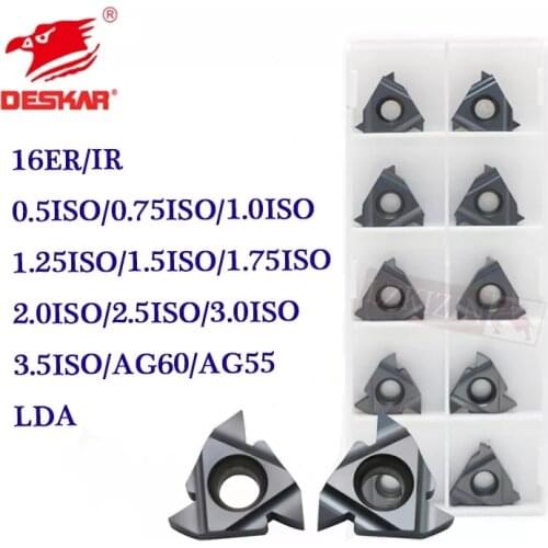 10PCS Carbide Insert 16ER 16IR 1.0 ISO 1.25ISO 1.5ISO 2.0ISO 2.5ISO 3.0ISO 3.5ISO AG55 AG60 LDA LDC Threading Blade for P.M.K