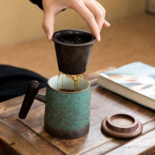 Ceramic tea cup filter tea water separation tea cups for personal water use cups for household kung fu tea sets get shaped tea