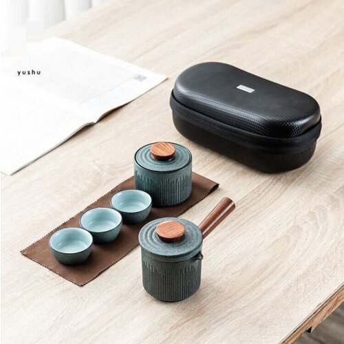 Chinese tea set Set of ceramic travel kungfu tea set Simple tea brewing set for outdoor tourism Express cup Tea set suit