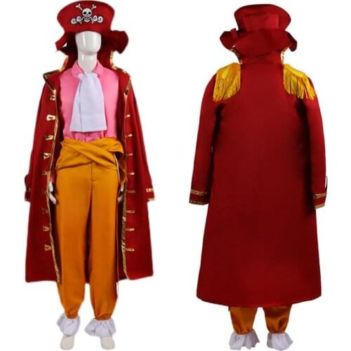 One Piece Gol D Roger Pirate Cosplay Costume Outfit Uniform With Hat Halloween Carnival Costumes