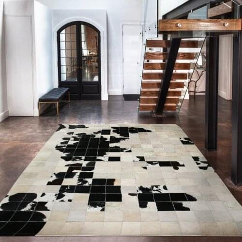 American style cowhide patchwork rug , big size genuine natural cowskin fur carpet, living room carpet decorative office rug