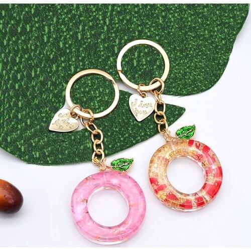 Creative Cute little Apple Car Keychain Bag Accessories Key Chain Fruit Pendant Keyring Holder Small Gift Jewelry