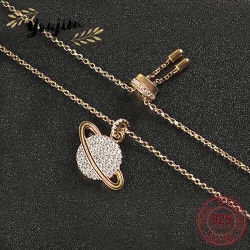 Summer Fashion Women Pink Planet Yellow Planet Zircone Collana regolabile Luxury Monaco Exquisite Jewelry Gift 925 Silver