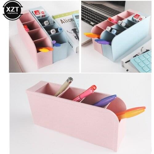Multi-function 4 Grid Desktop Pen Holder Office School Storage Case Made By Eco-friendly Wheat Straw Desk Pen Pencil Organizer