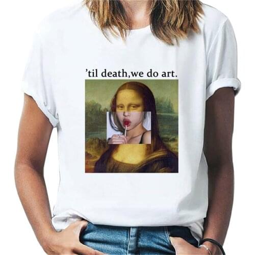 Fashion Tshirt O-neck short sleeve Tshirt Mona Lisa Oil Painting Print Tshirt Lady Tshirt Summer T-shirt Women