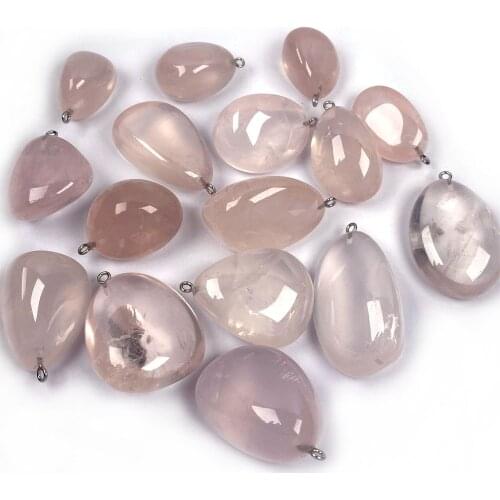 Natural Stone Irregular Rose Quartzs Pendant Necklace Charms Pendant for Jewelry Making DIY Necklace Size 20x30mm-20x40mm