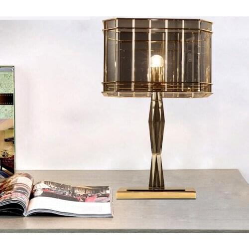 Neo-classical fashion crystal bedroom bedside table lamp postmodern minimalist glass warm dimmable bedside lamp lighting lamps