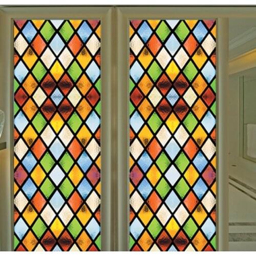Custom size top grade Vintage European Style Art Translucent Self-Adhesive stained Glass Film, Door Stickers H508