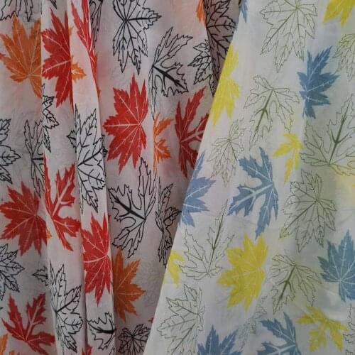 Scarf Hijab Fabric Leaf Chiffon 75D Cosplay Dress Shirt Material DIY Blouse Sewing Fabric