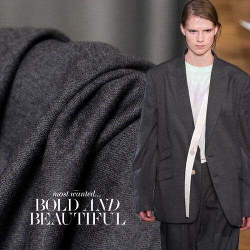 Solid color wool fabric light and dark gray worsted wool autumn suit pants clothing handmade diy fabric for coat dress