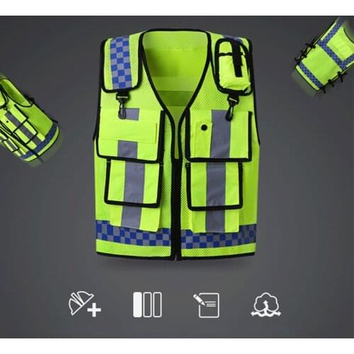 New Motocycle Reflective Vest with Pockets High Visibility Breathable Adjustable Safety Gear for Cycling