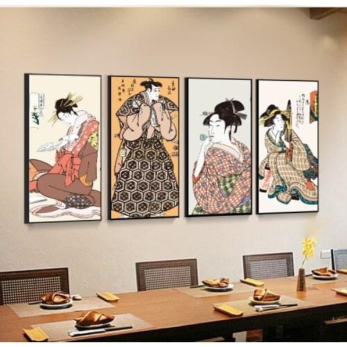 Home Decoration Japanese Ukiyoe Maid for Canvas Painting Posters and Prints Wall Pictures for Bedroom Living Room Print