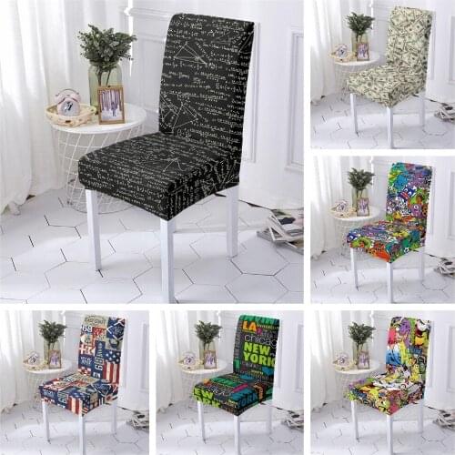 Music Note Dining Chair Covers Spandex Stretch Cartoon Chair Slipcover Removable Elastic Back Chair Cover 1/2/4/6piece