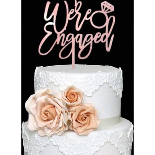 Mirror Rose Gold We're Engaged Cake Topper - Engagement Cake Topper - Wedding/Bridal Shower/Engagement Party Decorations