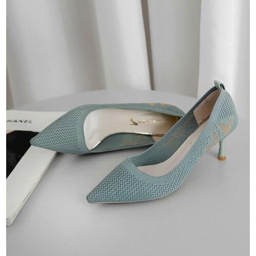 Hot Selling Women Pointed Toe Pumps mesh cloth Dress elegant High Heels Boat Shoes Shadow Wedding Shoes Zapatos Mujer U22-41