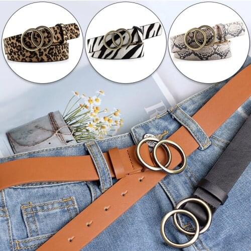Double Ring Women Belt Fashion Waist Belt PU Leather Metal Buckle Heart Pin Belts For Ladies Leisure Dress Jeans Wild Waistband