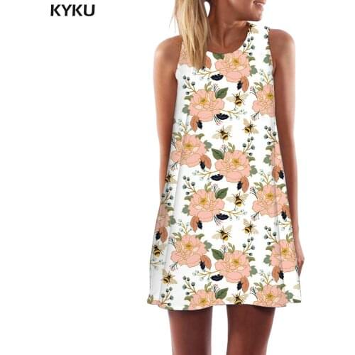 KYKU Brand Bee Dress Women Flower Sexy Animal Party Harajuku Boho Womens Clothing Elegant Ladies Cool Fashion