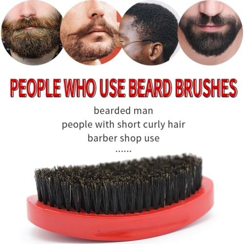 1PC 100% Boar Bristle Soft Beard Brush Wave Brush Curved Wooden Beard Grooming Comb Natural Wooden Custom 360 Wave Brush For Men