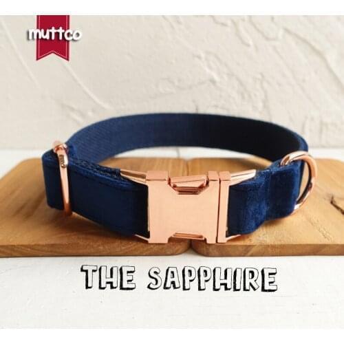 10pcs/lot MUTTCO adjustable pet collar walking training dog leash THE SAPPHIRE metal buckle pet supplies 5 sizes UDC078M