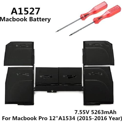 100% Original 7.55V 5263mAh Notebook Laptop A1527 Battery FOR Apple Macbook Pro 12" Retina A1534 2015-2016 Year MF855 MJY32CH/A