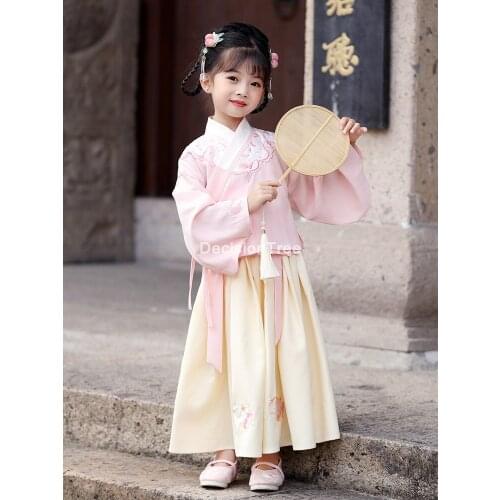 2021 kid girl chinese costume child fairy hanfu clothing ancient folk dance performance chinese traditional hanfu dress for girl