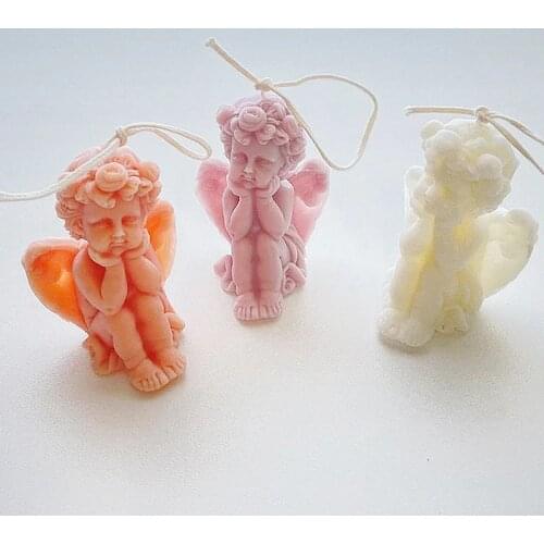 3D Cute Little Angel Handmade Scented Candle Silicone Molds Cupid Shape Wax Decor Plaster Resin Baking Supplies Mold
