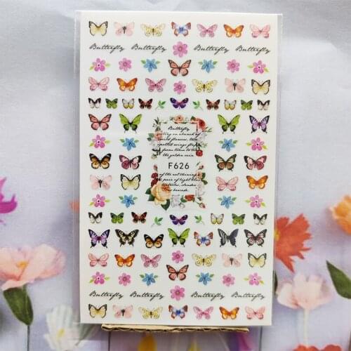 3D Nail Sticker Spring Autumn Peony Flower Nail Glue Sticker Colorful Butterfly Stickers for Manicure Nail Art Decoration