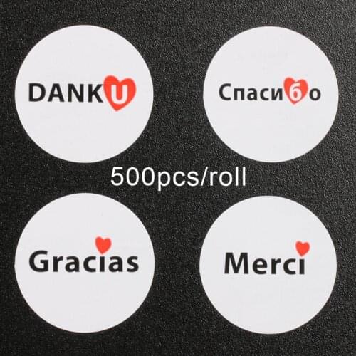 500pcs/roll Russian Spanish French Dutch Thank You Stickers Handmade Sticker Seal Labels thank you sticker