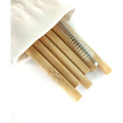 6Pcs Zero Waste Bamboo Drinking Straws + 1Pcs Nature Sisal Hemp Cleaner Brush,Reusable Eco-Friendly Straw Party/bar/restaurant