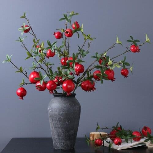 86cm Long Stem Artificial Pomegranate Fruit Decoration Flower Art Living Room Decoration Artificial Flowers 2pcs