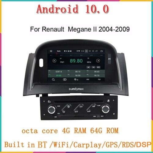1024*600 hd octa core 4G 64G Android 10.0 Car Multimedia Player for Renault Megane II with audio stereo built in wifi DVR OBD