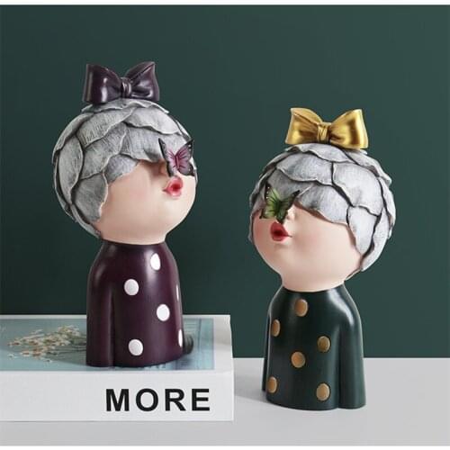 WU CHEN LONG Butterfly Girl Sculpture Character Figurine Statue Resin Crafts Creative Modern Home Decoration Birthday Gift R4975