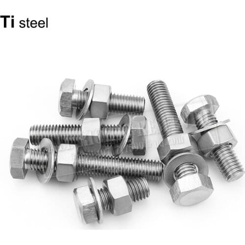 Nut bolt M5 titanium hex head bolt stitanium washer Ti steel Hex Nut titanium steel