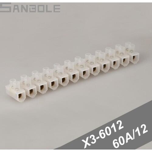 Terminal block X3-6012 Connection Plastic with screws Terminals 60A 12 Positions Connector Dual Row Wire (5PCS)