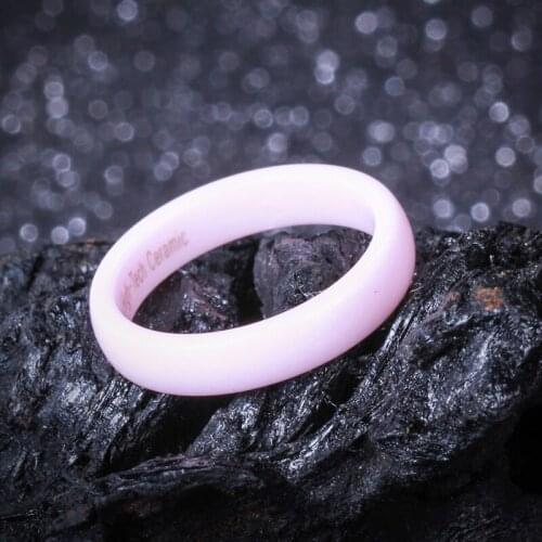 4mm Beautiful Smooth Pink Ceramic Rings for Girl Women Wedding Band No Scratched No Fade Fashion Jewelry