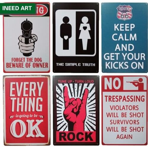 Vintage Warning Metal Tin Sign Retro Bar Caution Wall Stickers Yard Garden Decorative Wall Poster Home Decor