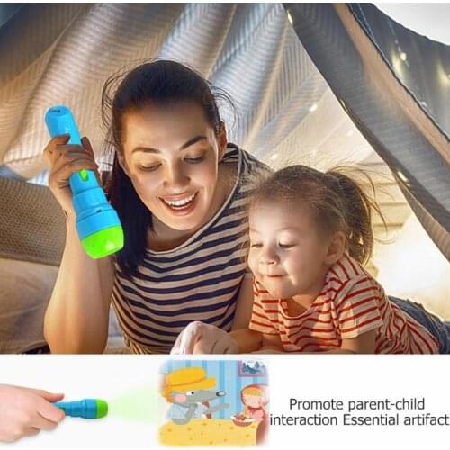 Mini Projector Torch Kids Flashlight Story book Educational Light-up Toys Sleep Light Preschool Fairy Tale Projection Lamp Gifts