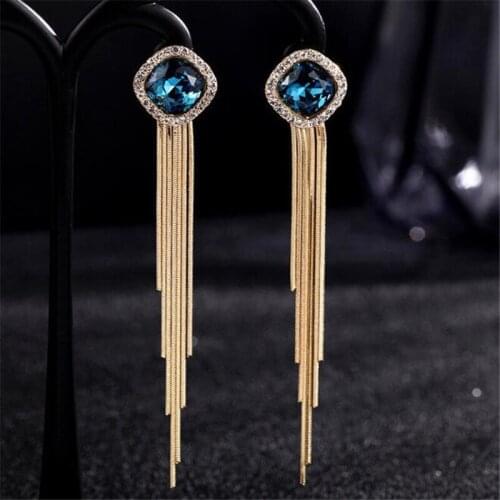 Fashion Temperament Tassel Earrings Cocktail Party Womens Crystal Earrings Jewelry Accessories